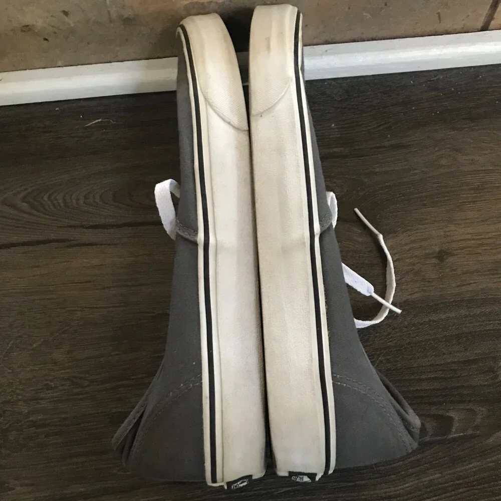 Vans Authentic Gray Canvas Low Top Sneakers Men’s 11.5 Skate Casual Shoes - Picture 4 of 6